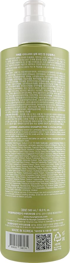 laferme Laminaria Shampoo with Organic Ingredient, Korean Clarifying Shampoo, Hydrating for Dry Hair, Strengthening for Weak Hair, Sulfate & Paraben-Free, for Women & Men,16.9 FL. OZ, Pine Eucalyptus-VivaGrace Women