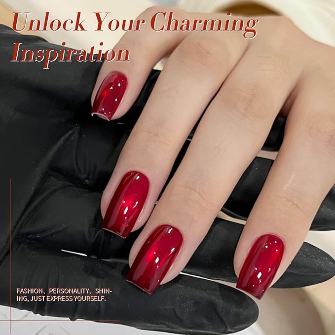 BORN PRETTY Magnetic Gel Nail Polish Water Light Cat Magnetic Eye Gel Black Orchid Jelly Glass Crystal Magnetic Gel Polish Glitter Shimmer Auroras Magnetic Gel Nail Art Manicure Kit 6PCS-VivaGrace Women