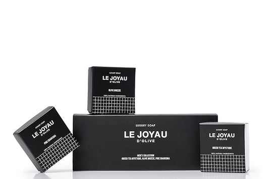 THE MEN’S COLLECTION | Green Tea Mystique, Olive Breeze, Pine Charisma | Handcrafted | No Synthetics, No Perfumes, No Additives, No chemicals | Cold Saponified and Pressed oils | Simple and Clean