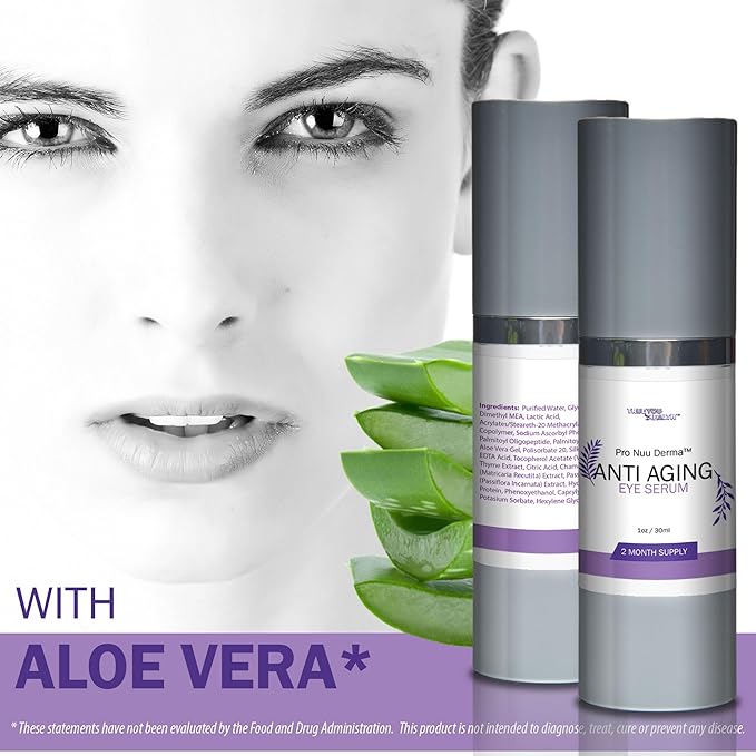 Pro Nuu Derma Serum - 2 Month Supply Anti Aging Serum - Our Best Eye Serum - Improve Dark Circles & Wrinkles with Anti Aging Vitamin C Anti Wrinkle Serum - Anti Aging Eye Serum to Aid Skin Stem Cells-VivaGrace Women