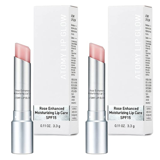 Atomy Lip Glow 3.3g x 2 EA - Moisturizing Lip Care Treatment Balm with Natural Pink Color-VivaGrace Women