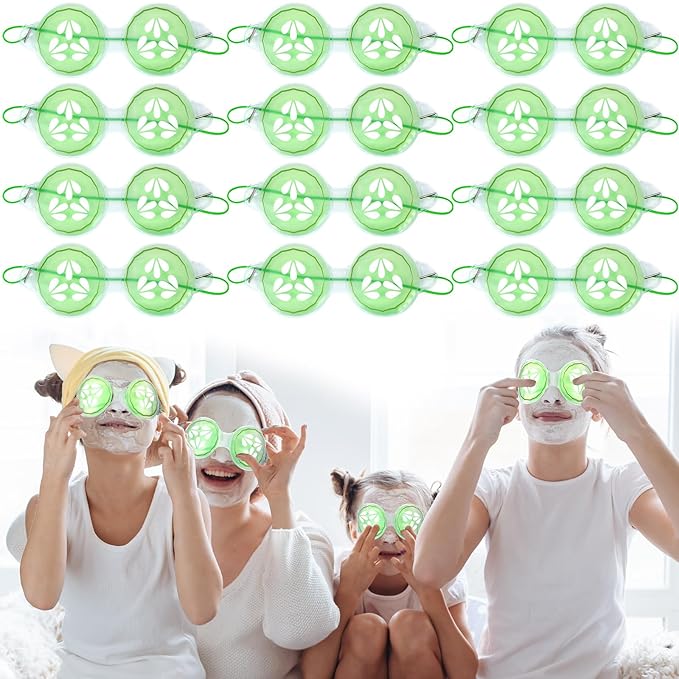 12 Pcs Cucumber Eye Pads Gel Eye Masks Cooling Heating Eye Pads Spa Party Favors Sleepover Party Slumber Party Supplies-VivaGrace Women