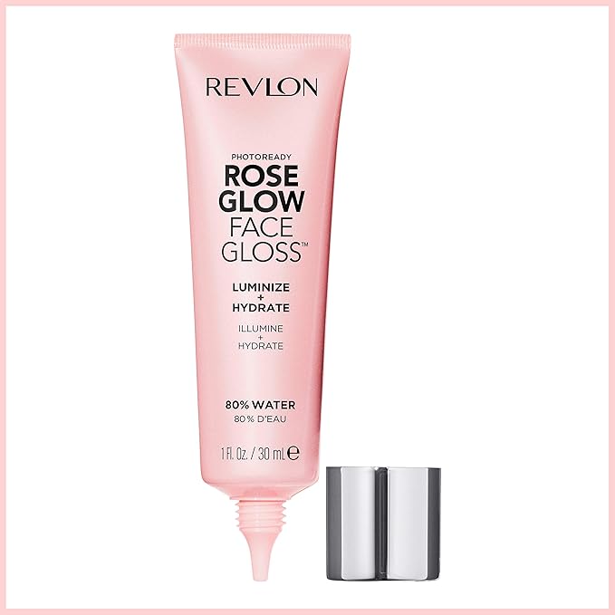 Revlon Face Primer, PhotoReady Face Gloss Rose Glow, Face Makeup for All Skin Types, Hydrates, Illuminates & Moisturizes, Infused with Glycerin & Olive Oil Extract, 80% Water, 1 Fl Oz-VivaGrace Women