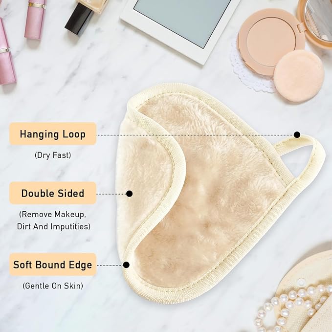 Makeup Remover Cloth, 15-Pack Soft Microfiber Face Towels for Washing Face, 5" x 5" Eye Makeup Remover Pads, Travel-Friendly Makeup Remover Wipes, Gentle Wash Cloths for Sensitive Skin