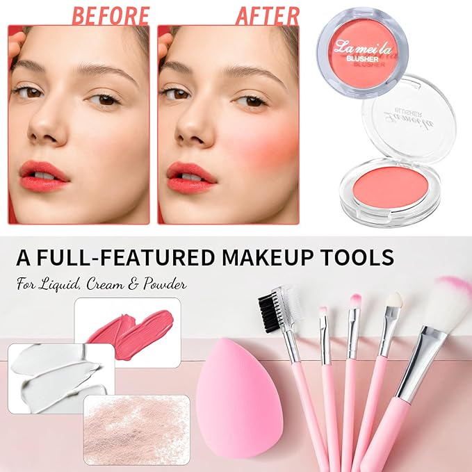 Makeup Set for Girls Teens Women, Makeup Present Set, Makeup Kit, Includes Eyeshadow Palette, Foundation, Blusher, Eyebrow Pencil, Eyeliner, Lip Gloss, Lip Oil, Makeup Brushes & Sponge-VivaGrace Women