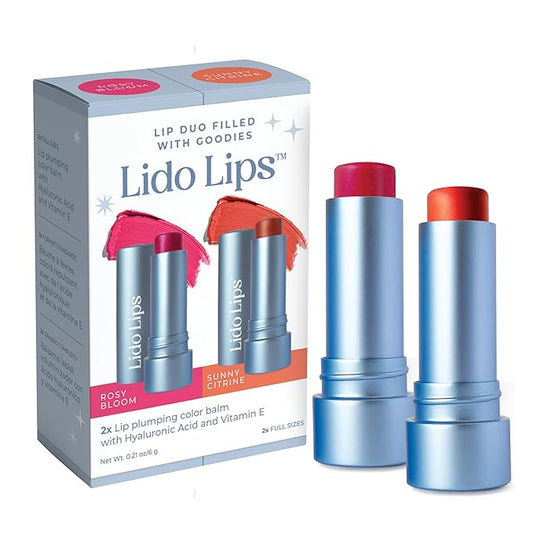 Tinted Lip Balm Bundle - Moisturizing, Hydrating Sheer Buildable Lip Color with Hyaluronic Acid, Vitamin E & rich oil - Set of 2: Rosy Bloom & Sunny Citrine-VivaGrace Women
