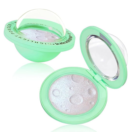 Highlighter Palette, Chameleon Face Shimmer Blush Makeup, Multichrome Glitter Holographic Iridescent Blue Sparkle, Rainbow Color Shifting Eyeshadow Cheek Contour Highlight Creamy Powder Pallet-VivaGrace Women