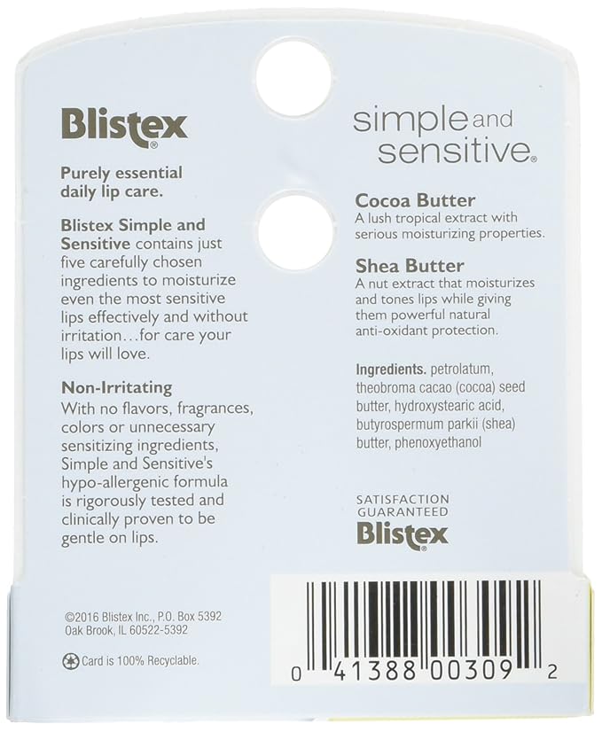 Blistex Simple and Sensitive Lip Moisturizer 0.15 oz (Pack of 2)-VivaGrace Women