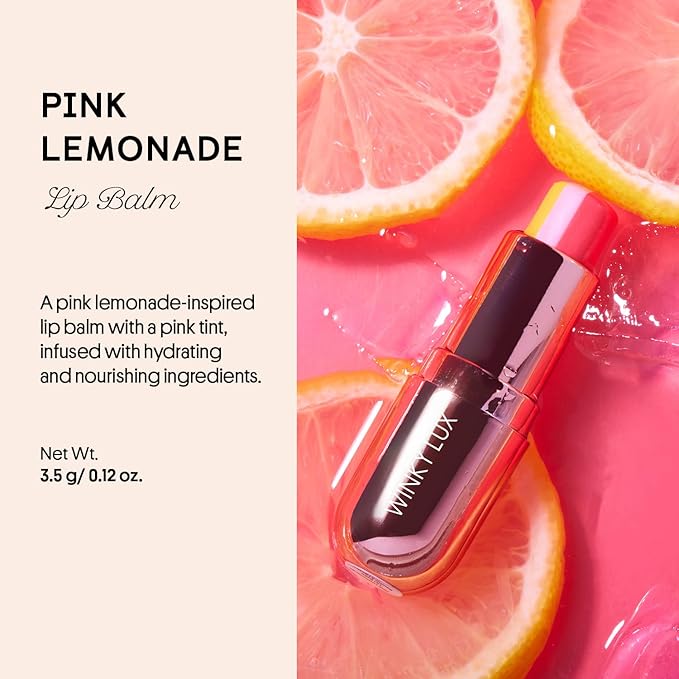 Winky Lux Pink Lemonade Tri-Color Tinted Lip Balm – Lip Care with Jojoba Oil & Vitamin E, Sheer Tint, Juicy Citrus Scent, Softens and Hydrates Dry Lips-VivaGrace Women