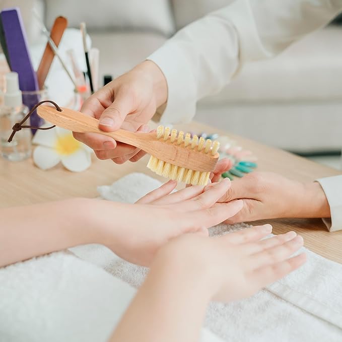 Takavu Nail Brush, Pure Boar Bristles, Natural Wood Handle, Nail Cleaning Brush for Scrubbing Fingernail Toenail Hand Feet, Dual Sided for Regular Manicure Nail Care Hygiene-VivaGrace Women