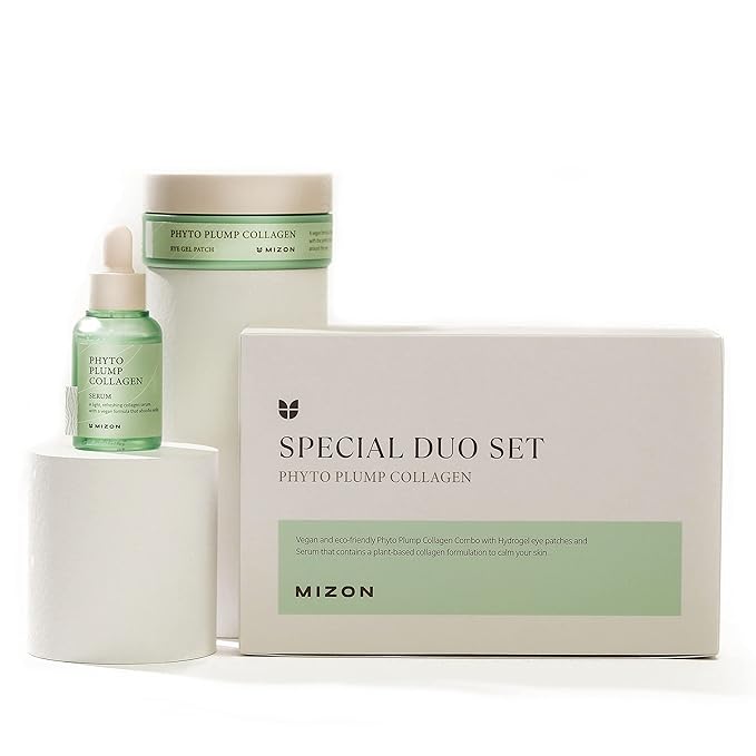 MIZON Phyto Plump Collagen Special Duo Set - Phyto Plump Eye Gel Patch & Serum Vegan Formula, Vegan Skincare Kit, Korean Skincare-VivaGrace Women