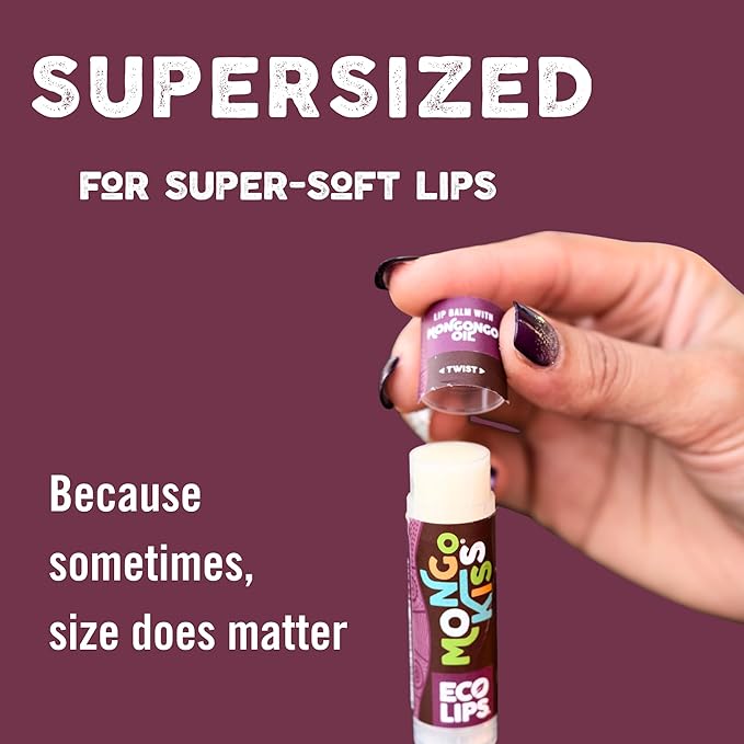 Eco Lips Mongo Kiss Organic Lip Balm 4 Pack Peppermint, Pomegranate, Vanilla Honey, Black Cherry - 100 Percent USDA Organic - Soothe, Moisturize Dry, Cracked and Chapped Lips - Made in USA-VivaGrace Women