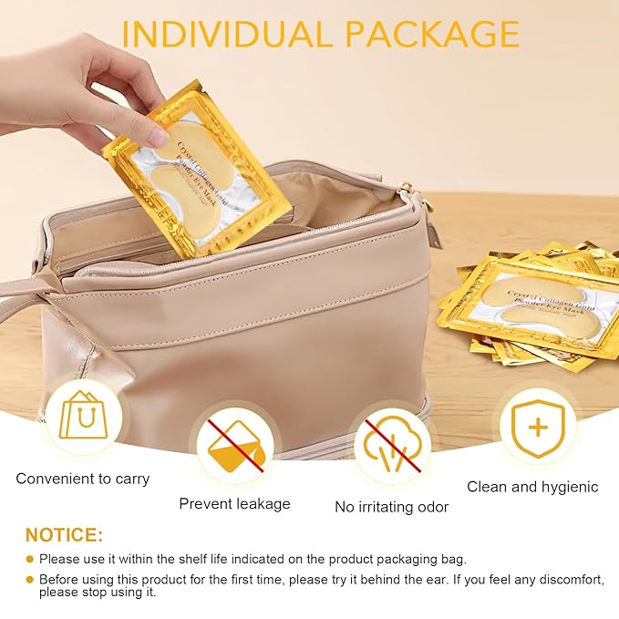 Under Eye Patches, Gold Eye Patches for Puffy Eyes and Dark Circles 24k Gold Under Eye Mask for Wrinkles Eye Bags for Women and Men Collagen Skincare Treatment (20pcs)-VivaGrace Women