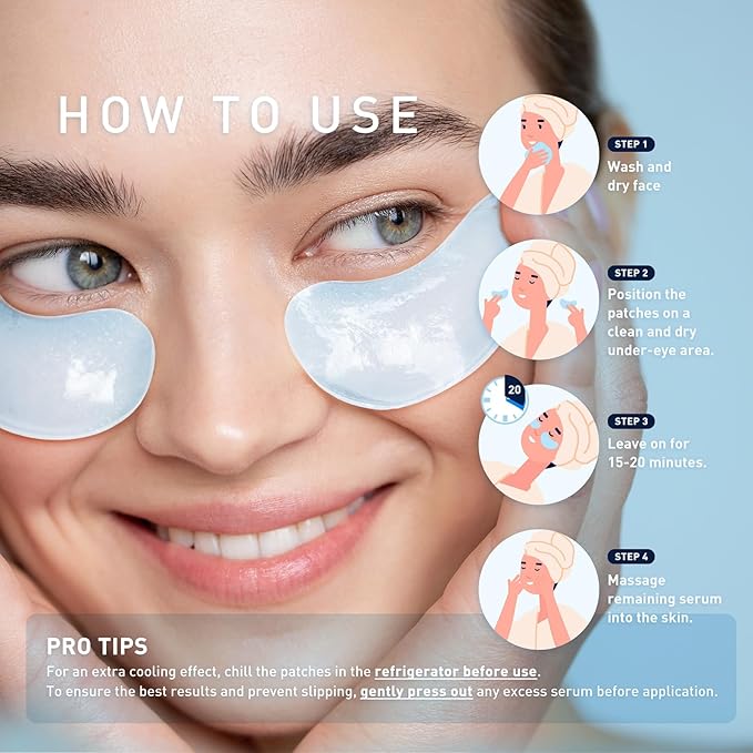 Enaskin Naturals Under Eye Patches for Dark Circles: 30 Pairs Retinol Collagen Eye Gels Mask - Reduce Wrinkles Puffy & Bags - Skin Treatment Pads - Anti Aging Moisturizer For Women (Blue)-VivaGrace Women