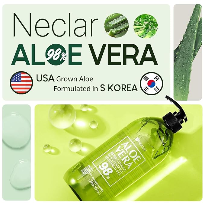 98% Aloe Vera Gel for Face, Skin and Hair - 16.9 oz / 500ml - Pure Aloe Vera Gel for Sunburn Relief - After Sun Care - Sun Burn Moisturizer-VivaGrace Women