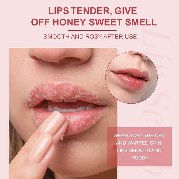 Lip Exfoliator Scrub, Lip Exfoliator Scrub and Moisturizer, Sugar Lip Scrub for Dry Cracked Lips, Gently Exloliate, Exfoliating Lip Scrub For Lip Repair, Nourish Lips (Peach)-VivaGrace Women