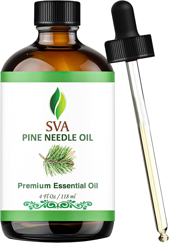SVA Pine Needle Essential Oil – 4 Fl Oz – 100% Natural Pine Needle Oil - for Diffuser, Hair Care, Face, Skin Care, Aromatherapy, Scalp and Body Massage, Soap and Candle Making – with Dropper-VivaGrace Women