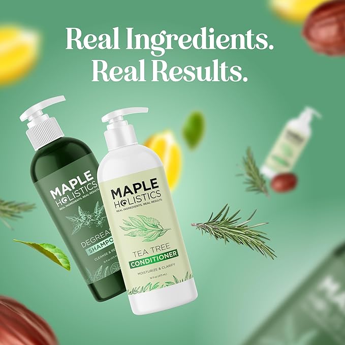 Shampoo and Conditioner for Oily Hair and Scalp - Sulfate and Paraben Free Shampoo and Conditioner Set for Oily Hair with Deep Cleansing Tea Tree Oil - Vegan Color Safe & Cruelty Free (16 Fl Oz)-VivaGrace Women