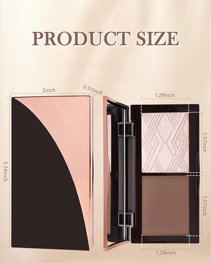 Face Matte Blush Powder Palette-2Colors Buildable Facial Cheek Blusher Pressed Powder Light Luxury Blush Contour Palette for Face,Longlasting Makeup Palette,Valentine's Day Gift Set for Women Girl-03-VivaGrace Women