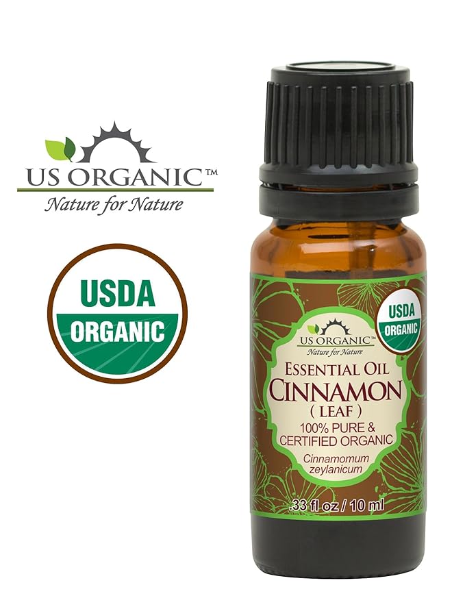 US Organic 100% Pure Cinnamon Leaf Essential Oil - USDA Certified Organic, Steam Distilled - W/Euro Dropper (More Size Variations Available) (10 ml / .33 fl oz)-VivaGrace Women
