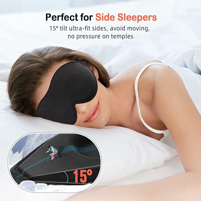 LitBear Sleep Mask for Side Sleeper Women Men, Eye Mask for Sleeping Light Blocking, 3D Contoured Cup Sleeping Mask, Soft Breathable Sleep Eye Mask with Adjustable Elastic Strap for Flight Nap-VivaGrace Women
