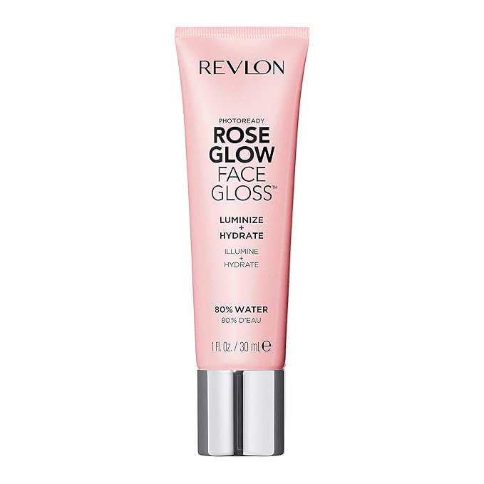 Revlon Face Primer, PhotoReady Face Gloss Rose Glow, Face Makeup for All Skin Types, Hydrates, Illuminates & Moisturizes, Infused with Glycerin & Olive Oil Extract, 80% Water, 1 Fl Oz-VivaGrace Women