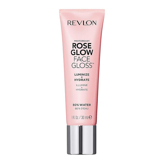 Revlon Face Primer, PhotoReady Face Gloss Rose Glow, Face Makeup for All Skin Types, Hydrates, Illuminates & Moisturizes, Infused with Glycerin & Olive Oil Extract, 80% Water, 1 Fl Oz-VivaGrace Women