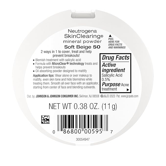 Neutrogena SkinClearing Mineral Acne-Concealing Pressed Powder Compact, Shine-Free & Oil-Absorbing Makeup with Salicylic Acid to Cover, Treat & Prevent Breakouts, Soft Beige 50,.38 oz-VivaGrace Women