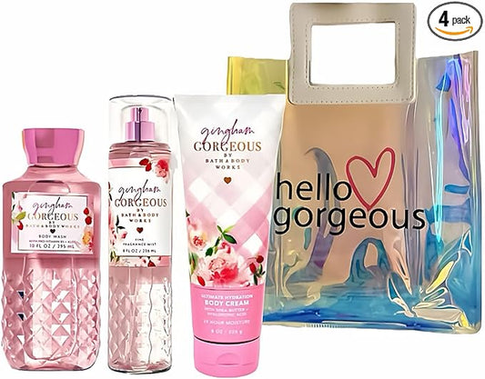 Bath & Body Works - 3 Piece Bundle - Spray - Body Cream - Shower Gel - Full Size and Gift Bag HELLO GORGEOUS (Gingham Gorgeous)-VivaGrace Women