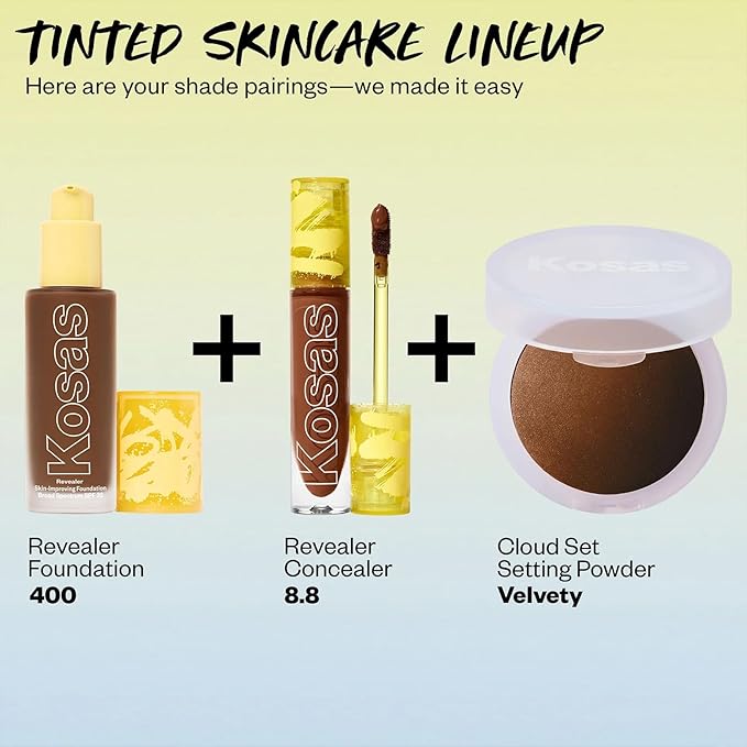 Kosas Revealer Skin-Improving Foundation with SPF 25 Protection -Hydrate, Brighten, Soothe, Plump, Protect Skin - Smoothing Texture, Natural Finish and Clean Formula - Deep Neutral Olive 400-VivaGrace Women