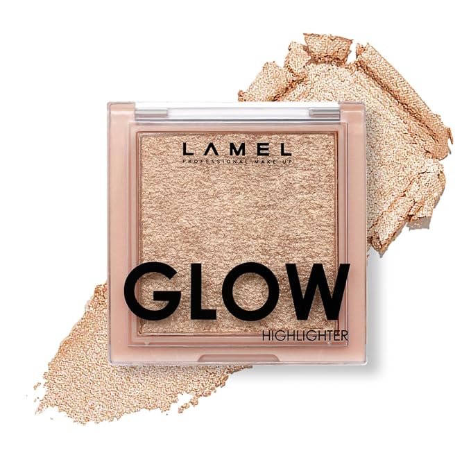 LAMEL Glow Highlighter: Face Make Up & Contour Palette in Deep, Vibrant Colors - Natural Shimmer - Compact Size & Perfect for Travel - Cruelty Free - 3.8gr/0.13 oz 402 (Sun)-VivaGrace Women