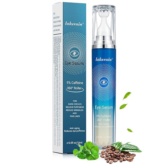 5% Caffeine Eye Serum,Caffeine Eye Cream with Massage Roller Ball,Under Eye Cream for Dark Circles,Puffiness,Under Eye Bags,Moisturizing Cream Eye Bags Fine Lines Wrinkle Treatment for Women and Men-VivaGrace Women