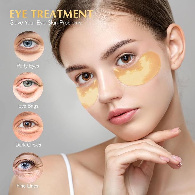 Enaskin Naturals Under Eye Patches Dark Circles Under Eye Masks for Puffiness - 24K Gold Eye Gel Pads Retinol Collagen Hyaluronic Acid Moisturizing & Reducing Wrinkles (24K Gold)-VivaGrace Women