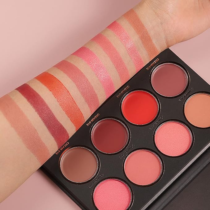 8 Colors Blush Palette, Matte Light Luxury Blush Powder Bright Shimmer Face Blush, Contour and Highlight Blush Palette, Professional Facial Beauty Cosmetic Makeup Blush-VivaGrace Women