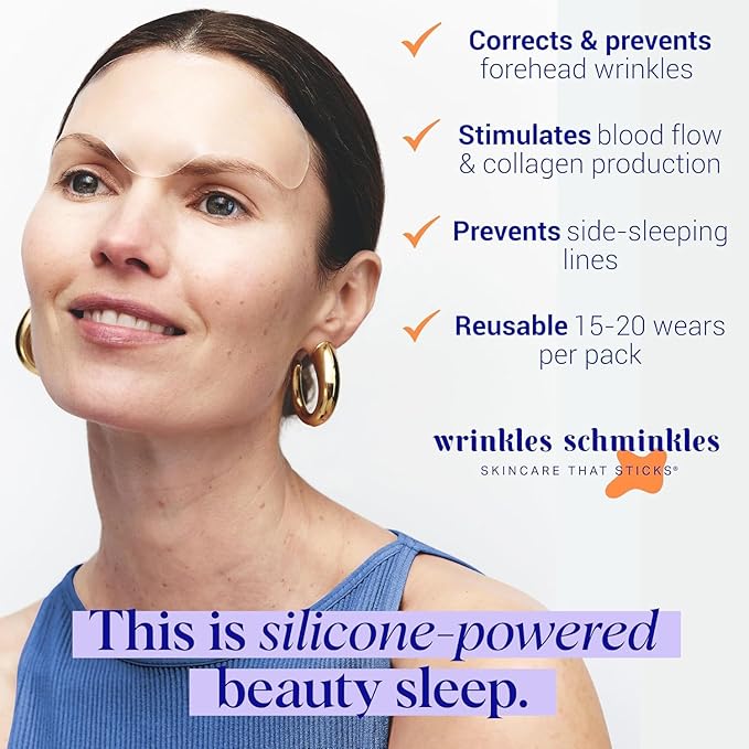 Wrinkles Schminkles Forehead Wrinkle Patches, 4-Pack, Reusable Hypoallergenic Silicone Smoothing Pads for Reducing Frown Lines & Face Lift Overnight-VivaGrace Women