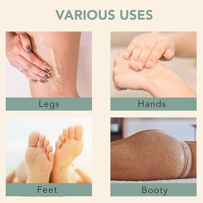 Peppermint Tea Tree Organic Body Scrub - USA Made Sugar Scrub with Natural Ingredients, Moisturizing Body & Foot Exfoliator for Dry and Sensitive Skin, Removes Dead Skin Cells & Reduces Ingrown Hair-VivaGrace Women