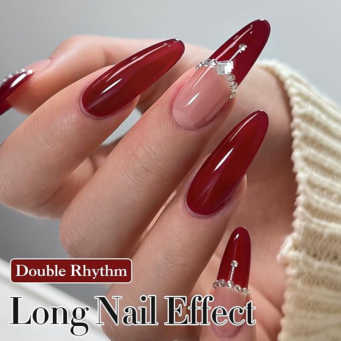 Double Rhythm Translucent Gel Polish Sheer Neutral Natural Light Milky Same Color Same Bottle 15ML Jelly Nail Polish Nail Art DIY at Home (Jelly Burgundy-A1400)-VivaGrace Women