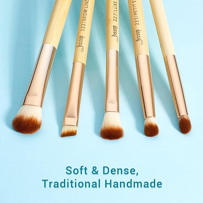 Jessup Eye Makeup Brushes Set, Premium Synthetic Eyeshadow Blending Concealer Eyebrow Eyeliner Brush, 15pcs Labeled Bamboo Make Up Brushes T137-VivaGrace Women