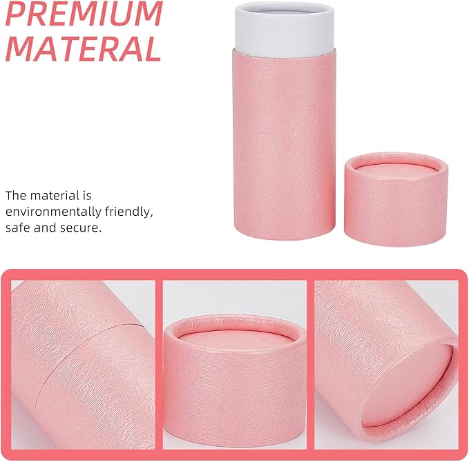 NICENEEDED 10 Pcs 30ml Empty Kraft Paper Jar Tube, Pink Round Paper Cardboard Containers With Lid, Essential Oil Bottle Packaging Case Gift Paper Tube for Pencils Tea Caddy Coffee Cosmetic Crafts-VivaGrace Women
