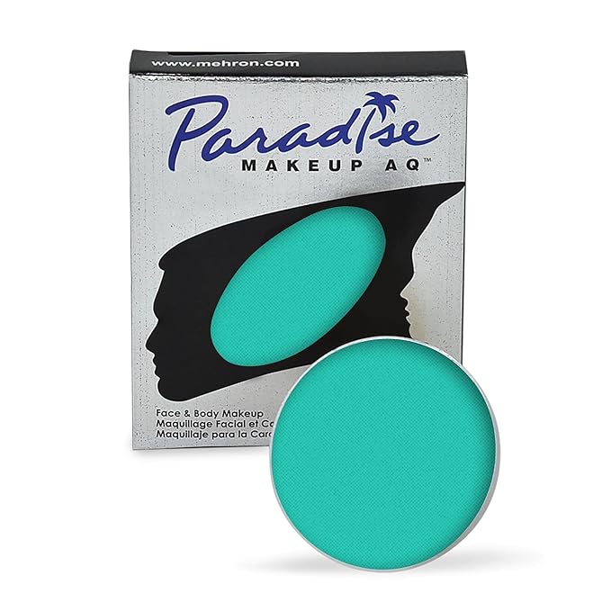 Mehron Makeup Paradise Makeup AQ Refill Size | Stage & Screen, Face & Body Painting, Beauty, Cosplay, and Halloween | Water Activated Face Paint, Body Paint, Cosplay Makeup .25 oz (7 ml) (Teal)-VivaGrace Women