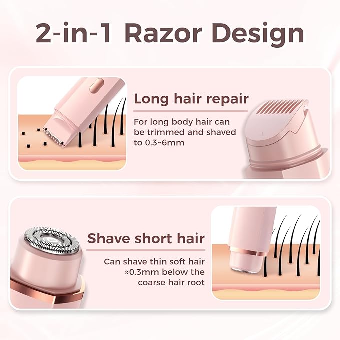 Bikini Trimmer for Women, 2 in 1 Electric Razors for Women, IPX7 Waterproof, USB Rechargeable Wet and Dry Shaver, Suitable for Hair Removal All Over The Body-VivaGrace Women