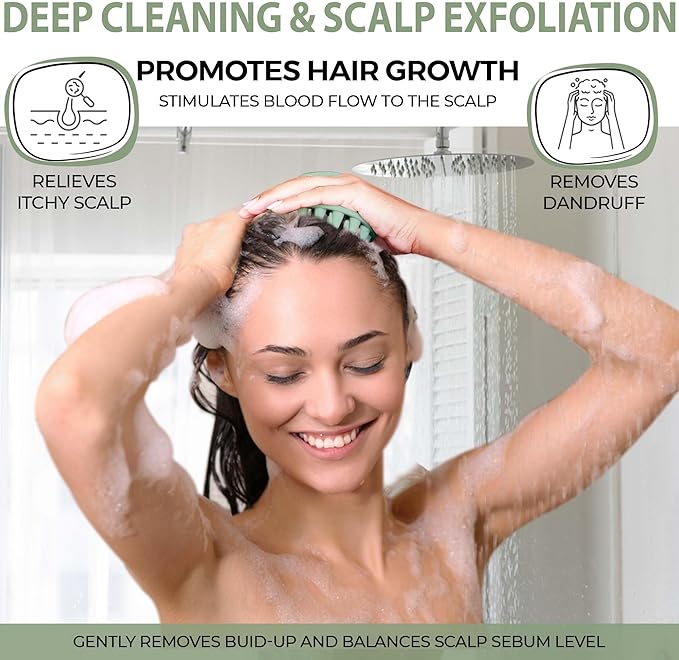 Fiora Naturals Scalp Massager Shampoo Brush - Silicon Scrubber & Exfoliator for Dandruff Removal and Hair Growth, Brush for Wet & Dry Hair, for Men, Women, Kids - BPA Free-VivaGrace Women