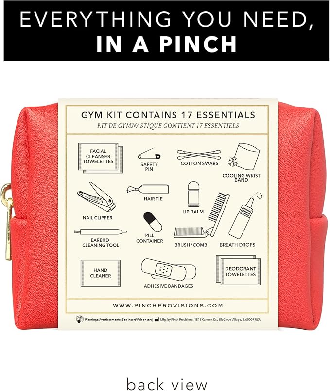 Pinch Provisions Gym Kit, includes 15 Personal Care Essentials for Wellness & Beauty, Perfect for Gifts, Gym Bags, Duffle Bags & Lockers (Poppy Red)-VivaGrace Women