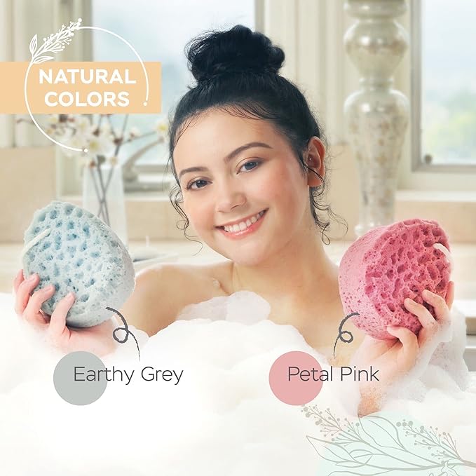 Spongentle Deep Cleansing Body Loofah Sponge, Natural Colors, for Bath and Shower, Multiple Textures for Gentle and Deep Exfoliation, Generous and Rich Lather, (Pack of 2)-VivaGrace Women