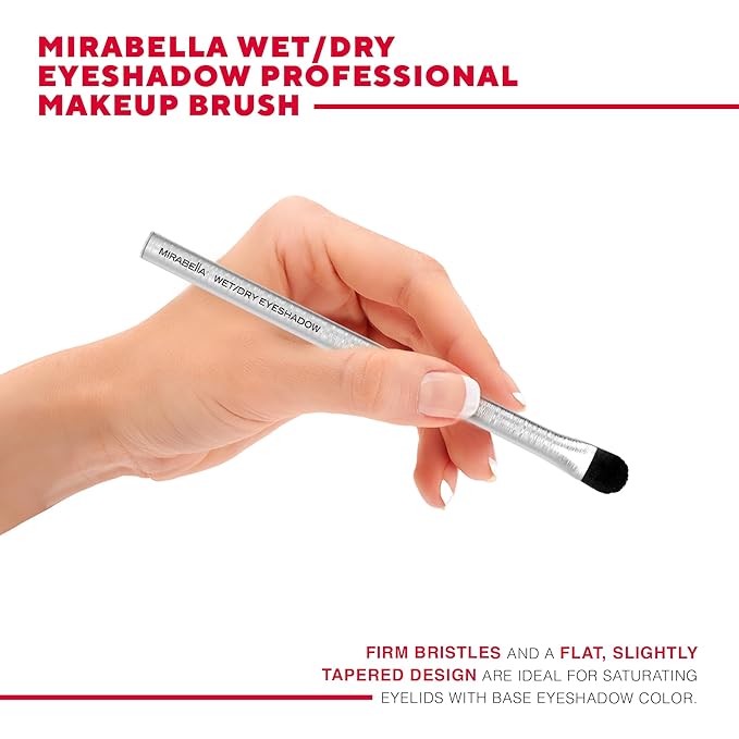 Mirabella Wet & Dry Eyeshadow Brush, Premium Professional Makeup Brush Collection, Cruelty-Free Synthetic Bristle Brush, Hand-Sculpted Brushed Aluminum Handle, Luxury Blending Brush for Makeup-VivaGrace Women