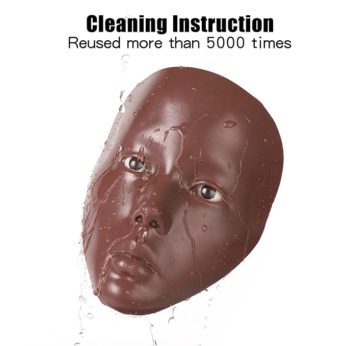 Makeup Practice Mannequin Face, 5d Reusable Silicone Makeup Practice Board Full Face with Makeup Brushes Sponge Set and Eyeshadow Board Makeup Kit for Emerging Makeup Artist, Girl's Gift-VivaGrace Women
