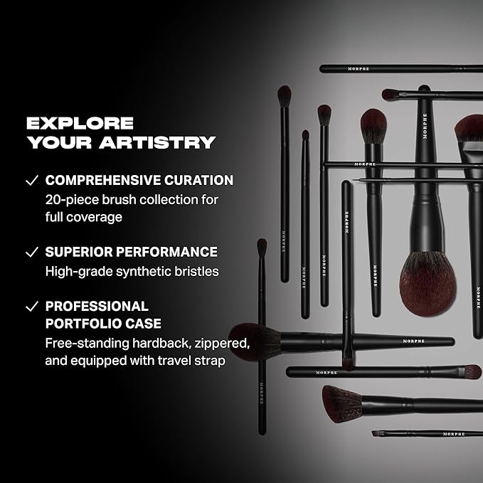 Morphe MUA Life Makeup Brushes - 20 Piece Makeup Brush Set of Eye and Face Brushes - Made with Synthetic Bristles and Includes Carrying Case (20 Count)-VivaGrace Women