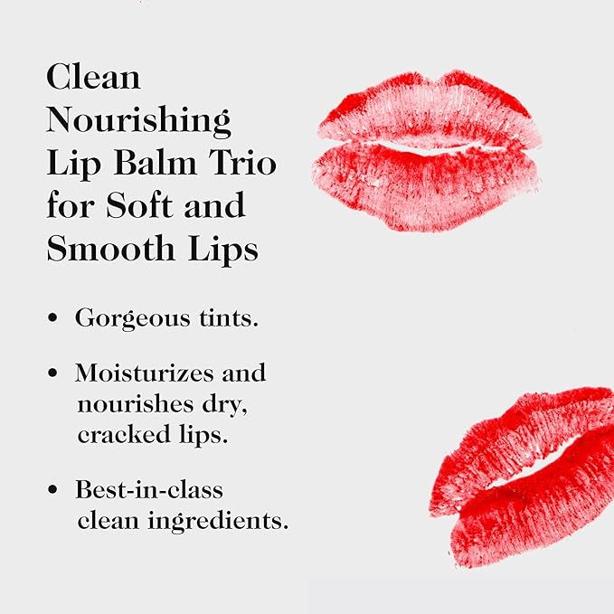 goop Beauty Lip Balm Trio | Clean Moisturizer for Chapped, Cracked & Dry Lips | Clear, Peony, & Tomato | Tinted for Sheer Color | Petroleum Free | 0.16 fl oz Each-VivaGrace Women