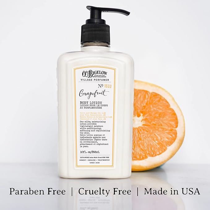 C.O. Bigelow Grapefruit Body Lotion, Village Perfumer Moisturizing Body Lotion with Aloe Vera, Borage Oil & Olive Oil, 10 Fl Oz-VivaGrace Women