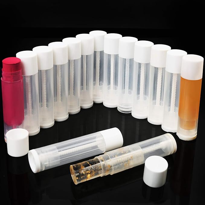 LotFancy Lip Balm tubes Empty, 60PCS 5.5ml (3/16 Oz), Clear Lip Balm Container Tubes with White Caps, BPA Free & Leak Free, Refillable-VivaGrace Women